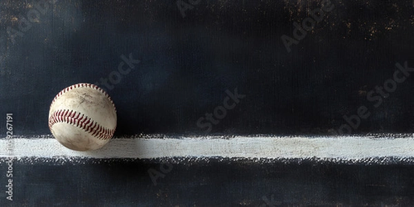 Fototapeta Baseball on Chalk Line of Pitcher's Mound