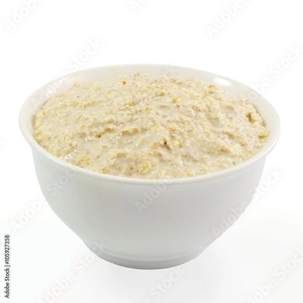 Obraz oatmeal porridge in bowl in white background