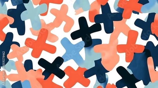 Fototapeta Colorful Geometric Plus and Minus Symbols Illustration