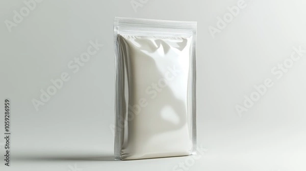 Fototapeta Realistic 3D mockup of a vacuum-sealed bag for versatile packaging, isolated on a white background, perfect for a clean and professional social media presentation. High resolution Illustration, in