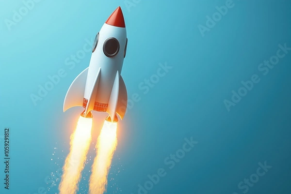 Obraz Rocket on a blue background