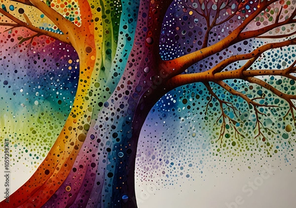 Fototapeta Trees in brightly colored artwork