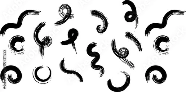 Fototapeta Hand drawn scribbles seamless pattern. Dry brush strokes background.