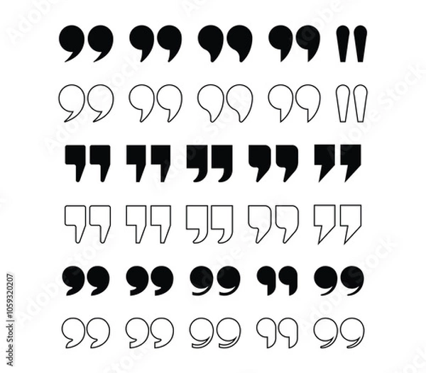 Obraz Quotes, quotation marks black isolated vector icon set.