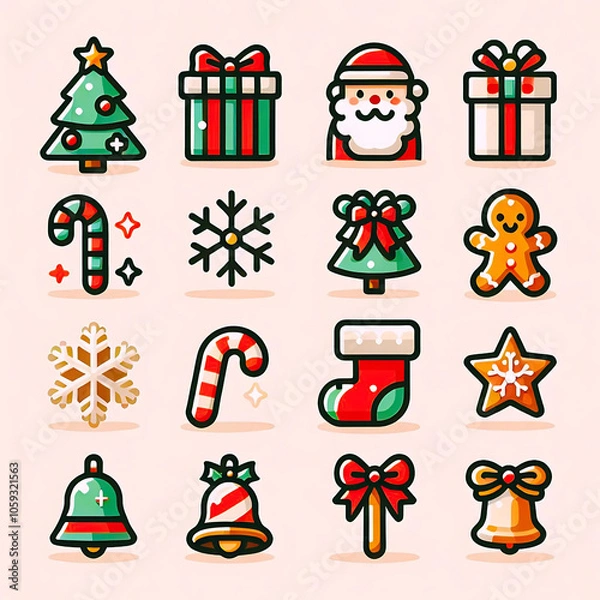 Obraz christmas icons set