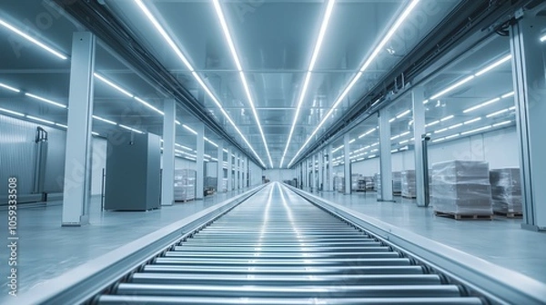 Obraz Modern High-Tech Warehouse with Conveyor System