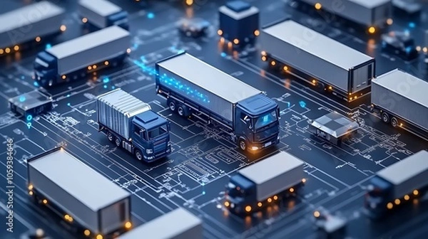 Fototapeta Modern logistics hub leveraging technology for seamless delivery operations and optimized workflow