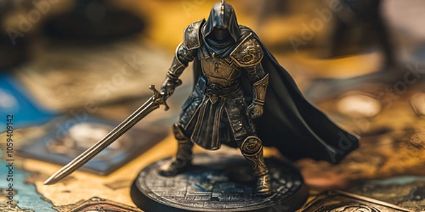 Obraz Fantasy Miniature Warrior Figure on Game Map