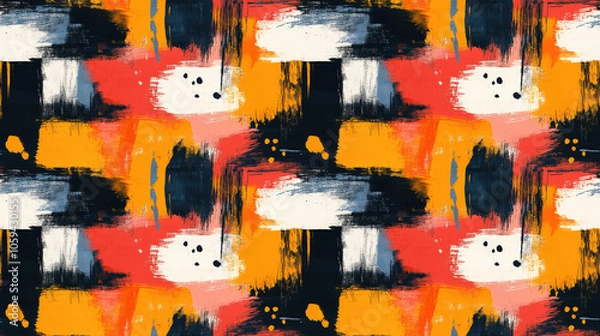 Fototapeta Seamless abstract art pattern featuring large brush strokes on canvas ideal for interior wall prints and trendy graphic design projects