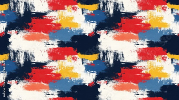 Fototapeta Brushed abstract pattern featuring textured strokes of paint ideal for fabric design and creative projects
