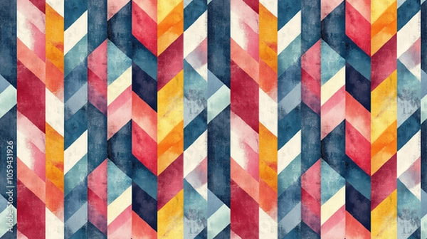 Fototapeta Colorful geometric dye seamless pattern with a watercolor grunge texture ideal for wallpaper and fabric design