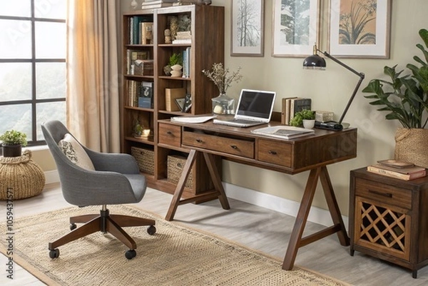 Fototapeta Stylish and Functional Study Table Design for Modern Home Office Setup