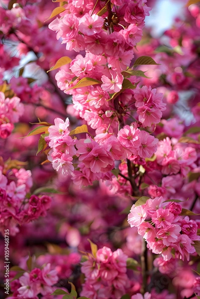 Fototapeta Breathtaking Focus on Kwanza Cherry Tree in Full Bloom- A Testament of Proper Tree Care