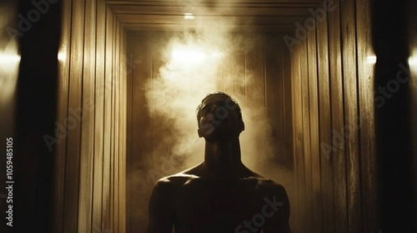 Obraz Man Relaxing in a Steam Room