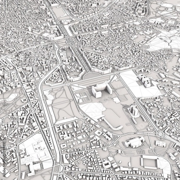 Fototapeta Bucharest City Romania Map, 3D Rendering