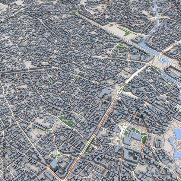 Fototapeta Bucharest City Romania Map, 3D Rendering