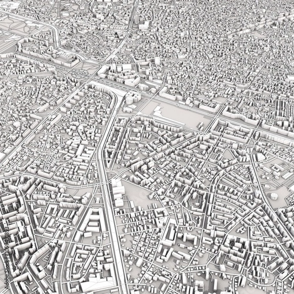 Fototapeta Bucharest City Romania Map, 3D Rendering