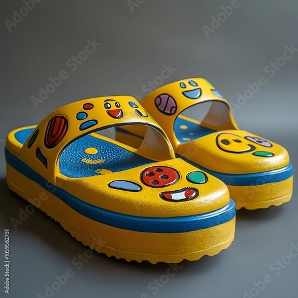 Obraz Colorful Cartoon Style Fun Sandals for Kids