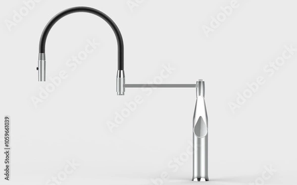 Fototapeta Introducing our elegant silver faucets, designed to elevate the aesthetic of your kitchen and bathroom. Crafted with a sleek and modern finish, these faucets blend style and functionality seamlessly. 