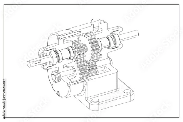 Fototapeta 3D Project of a Precision Gearbox for Efficient Power Transmission