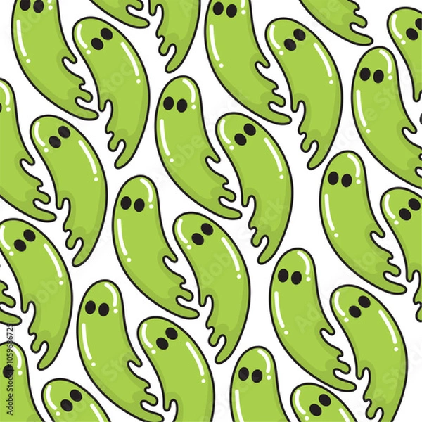 Fototapeta Pattern of green slime ghosts with cartoon style, Vector