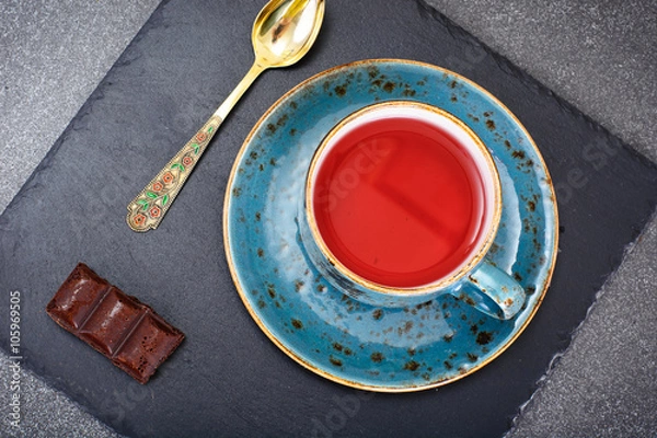 Fototapeta Cup of Tea on Dark Background