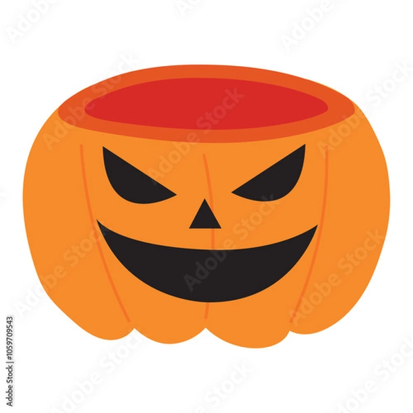 Fototapeta Jack-o-lantern pumpkin with spooky carved face, Vector