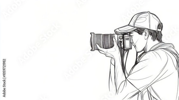 Obraz Sketch of a Photographer Capturing an Image