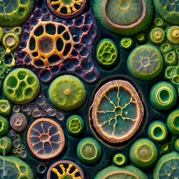 Fototapeta Cell of a plant as seen on a microscope 