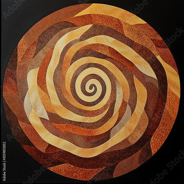 Fototapeta Spiral pattern in warm earth tones, inspired by desert landscapes, creates mesmerizing visual effect. intricate design evokes sense of calm and connection to nature
