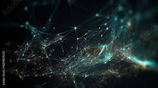 Fototapeta Abstract 3D Network Connections in Dark Background