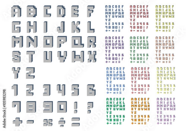 Fototapeta Collection pixel font ; Vector Illustration