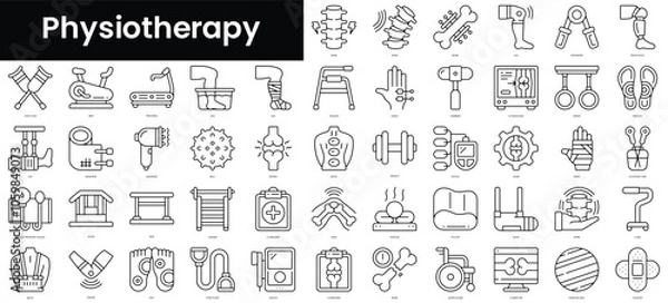 Fototapeta Set of outline physiotherapy icons. Minimalist thin linear web icon set. vector illustration.