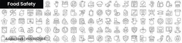 Fototapeta Set of outline food safety icons. Minimalist thin linear web icons bundle. vector illustration.