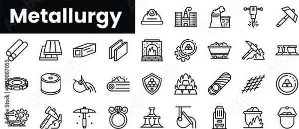 Fototapeta Set of outline metallurgy icons