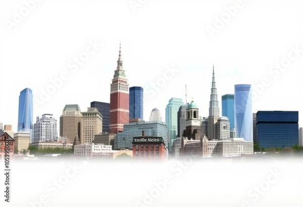 Fototapeta Digital Collage Skyline A collage of different buildings and arc