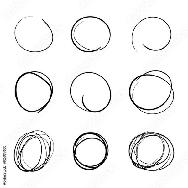 Obraz Circle template Hand Drawn Simple Set