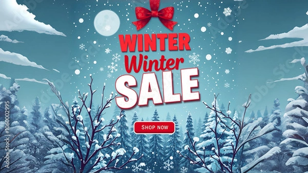 Fototapeta Winter sale banner, vector illustration Intricate, Sharp Focus, Concept Art, Artstation