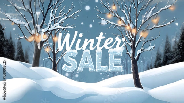 Fototapeta Winter sale banner, vector illustration Intricate, Sharp Focus, Concept Art, Artstation