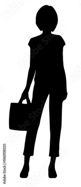Fototapeta トートバッグを持つ女性のシルエット
