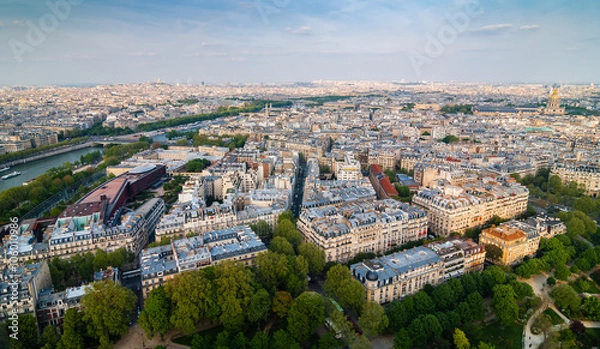 Fototapeta Skyline of Paris, France. A view from the top of Eiffel tower.