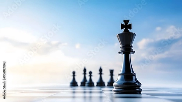 Fototapeta Strategic moves the king in chess dominates the board as players anticipate their next steps