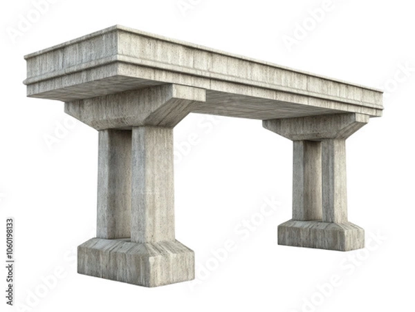 Fototapeta Concrete bridge structure on white isolated background.