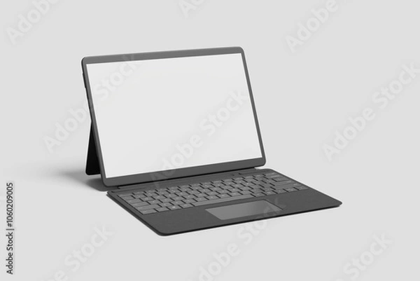 Obraz laptop mockup with empty white screen on grey background