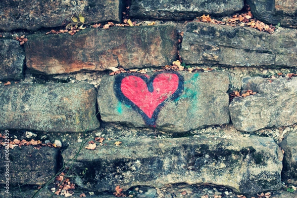 Obraz heart graffiti on a stone wall