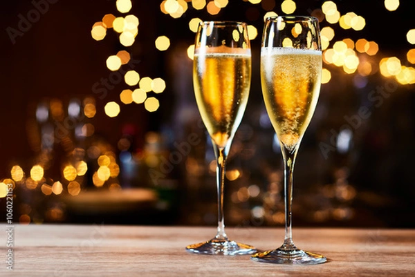 Obraz シャンパングラスで祝う華やかな乾杯シーン