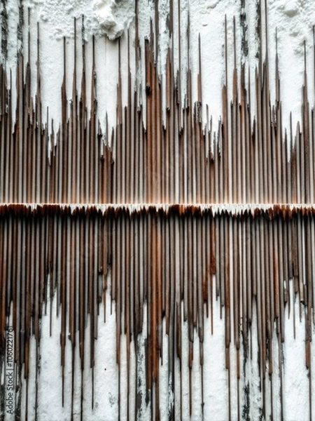 Obraz Abstract metal texture with vertical patterns and rust