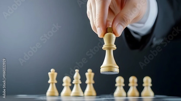 Fototapeta Strategically advancing a chess piece to outmaneuver opponents in competitive gameplay