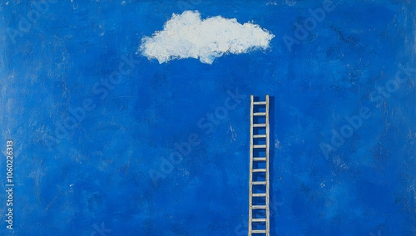 Fototapeta A ladder leads to a cloud in the sky