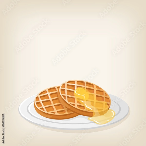 Fototapeta Waffles with a piece butter